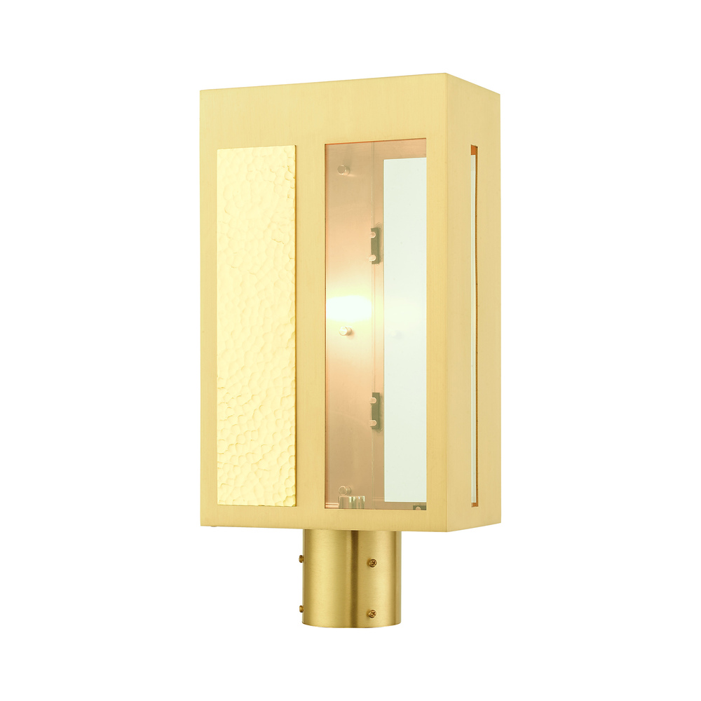 1 Lt Satin Brass  Outdoor Post Top Lantern