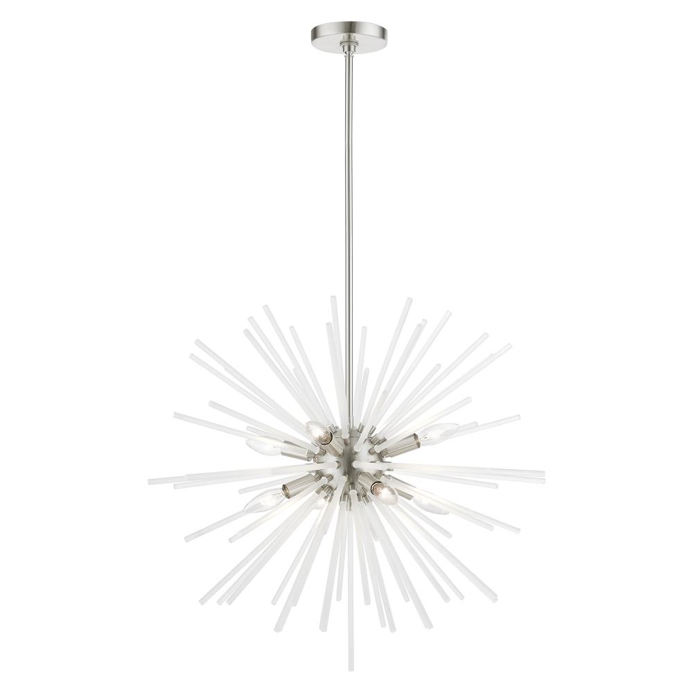 8 Light Brushed Nickel Pendant Chandelier