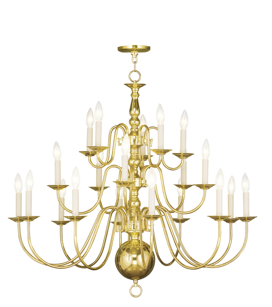 20 Light Polished Brass Chandelier