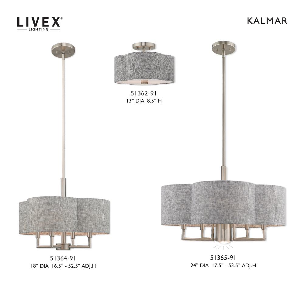 4 Lt Brushed Nickel Pendant Chandelier