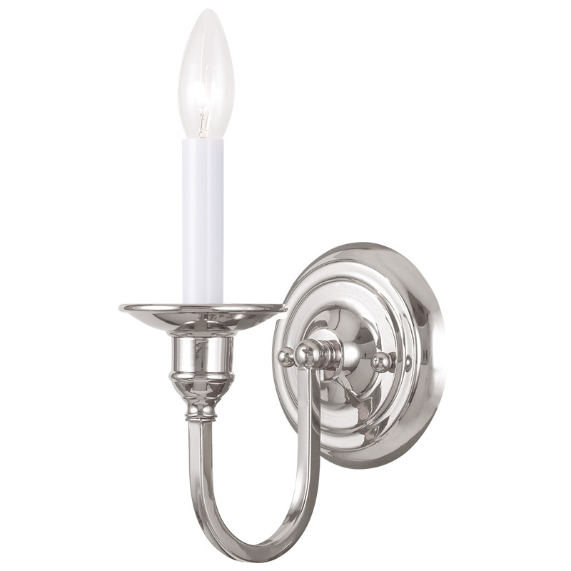 1 Light Polished Nickel Wall Sconce