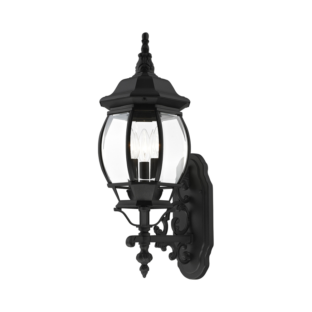 3 Lt Textured Black  Outdoor  Wall Lantern