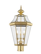 Livex Lighting 2364-02 - 3 Light PB Outdoor Post Lantern