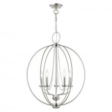 Livex Lighting 40915-91 - 5 Light Brushed Nickel Globe Chandelier