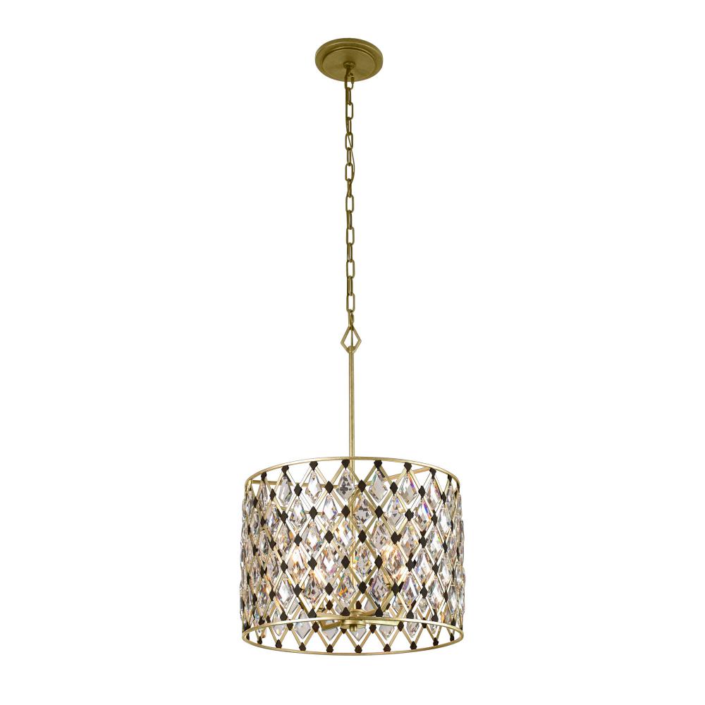 Windsor 4-Lt Crystal Pendant - French Gold/Matte Black