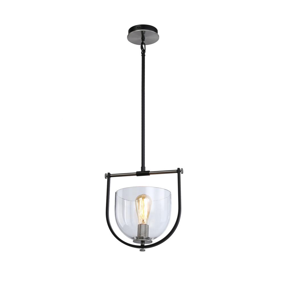 Cheshire Collection 1-Light Pendant, Black & Nickel