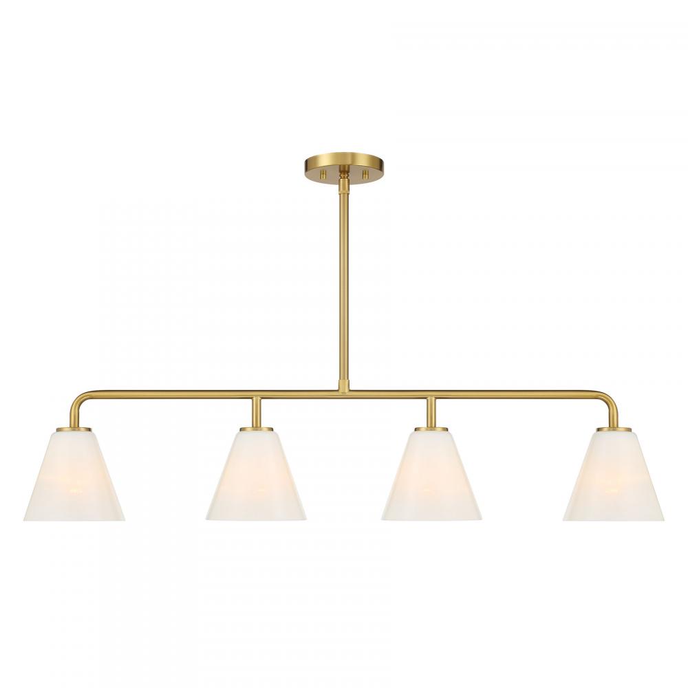 Blair 4-Light Linear Chandelier in Warm Brass