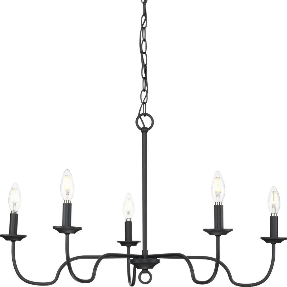 Canebrake Collection Five-Light Matte Black Farmhouse Chandelier Light