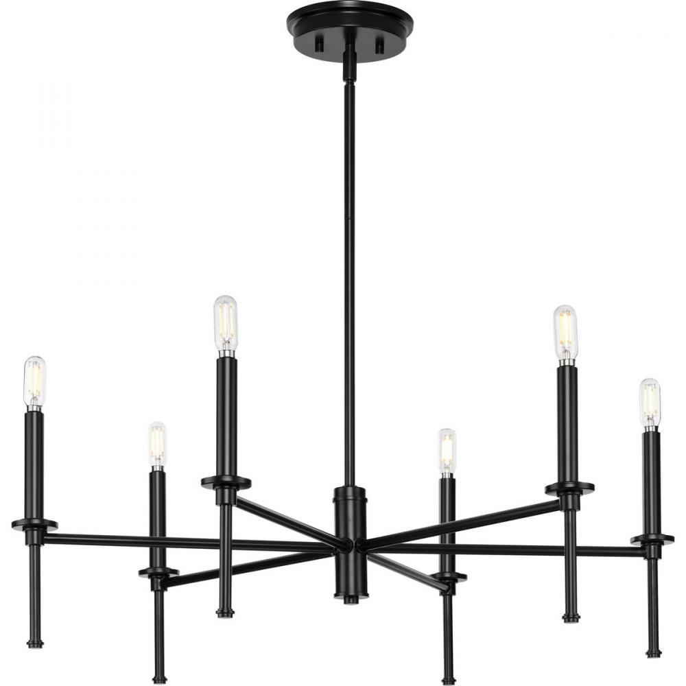 Elara Collection Six-Light New Traditional Matte Black Chandelier Light