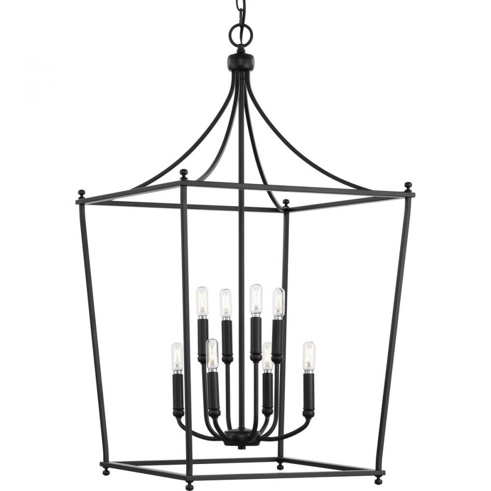 Parkhurst Collection Eight-Light New Traditional Matte Black Chandelier Foyer Light