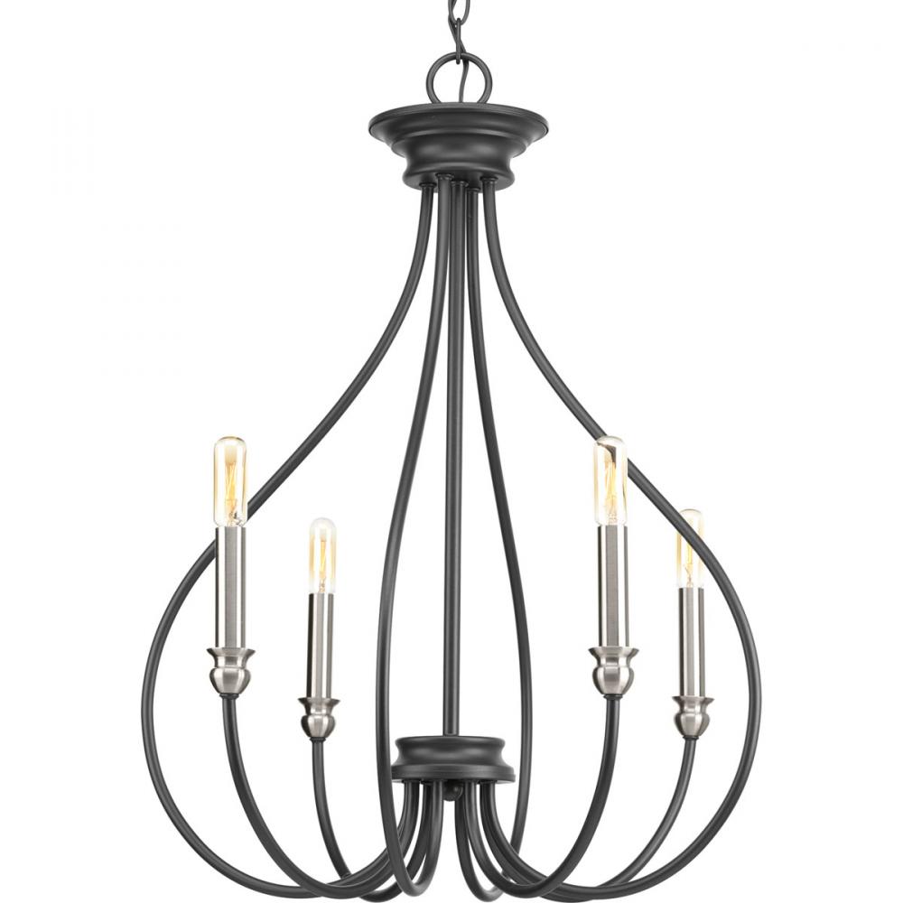 Whisp Collection Four-Light Graphite Farmhouse Chandelier Light