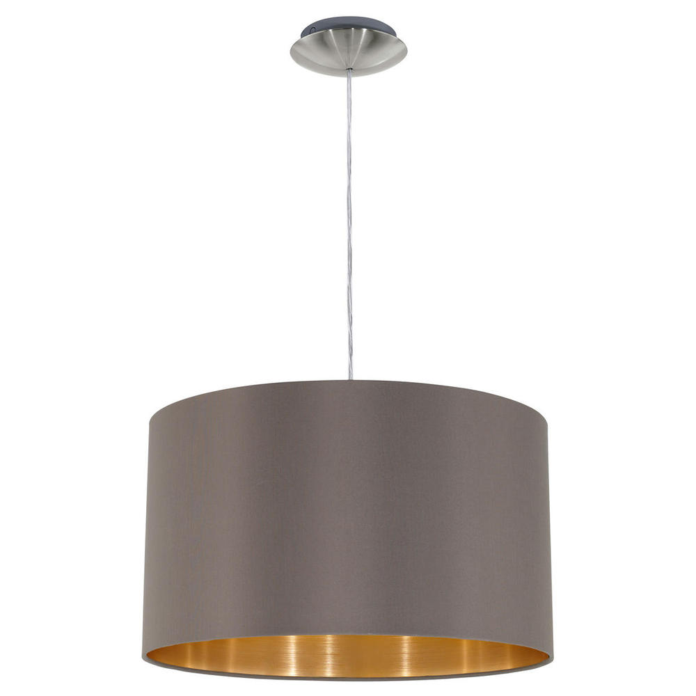 1x60W Pendant w/ Satin Nickel Finish & Cappucino & Gold Shade