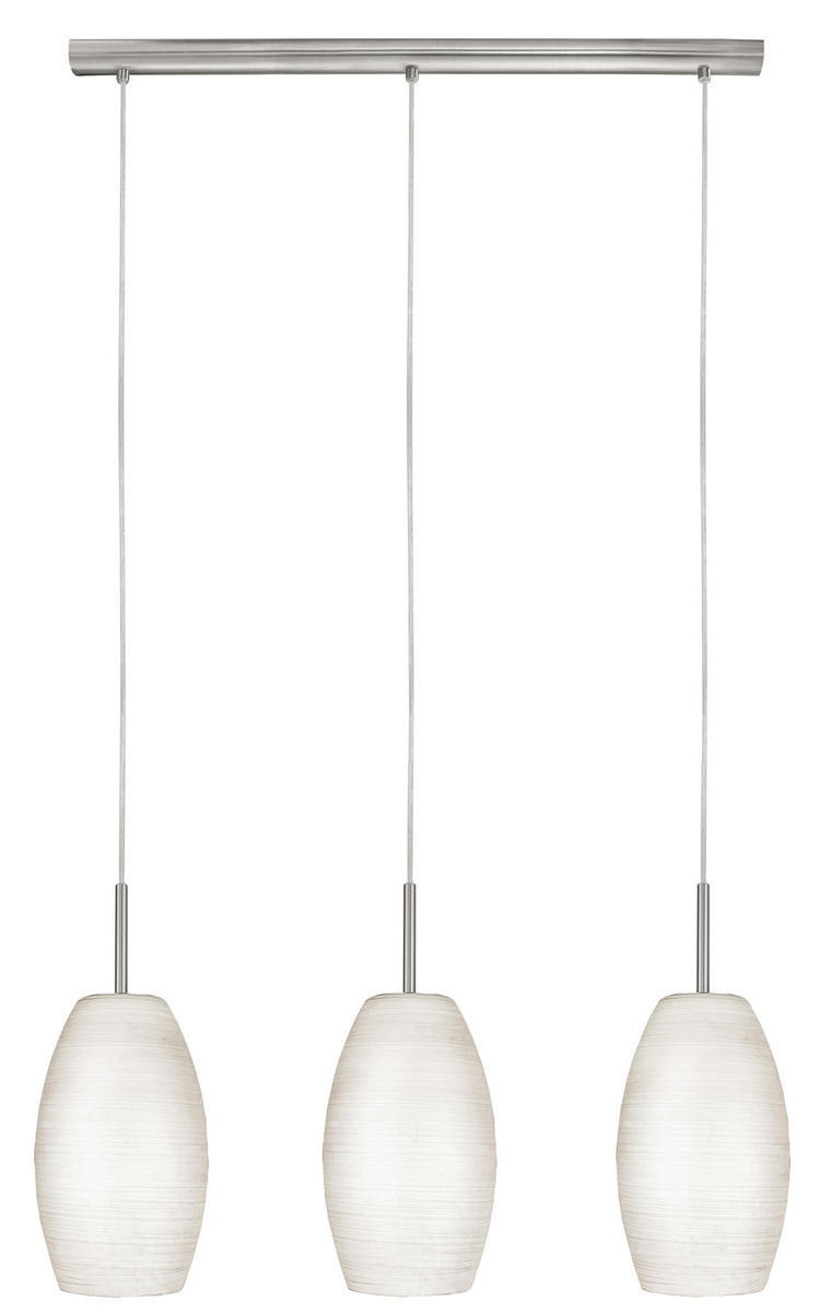 3x60W Multi Light Pendant w/ Matte Nickel Finish & White  Wiped Glass