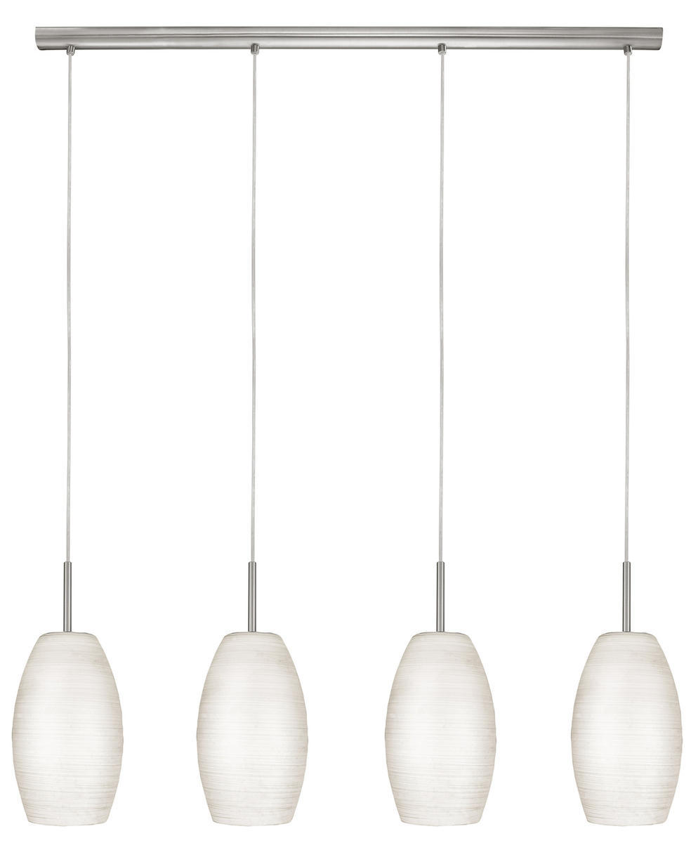 4x60W Multi Light Pendant w/ Matte Nickel Finish & White  Wiped Glass