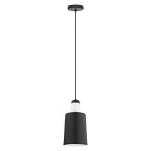 Eglo 96801A - 1x60W Mini Pendant w/ a Black & white Finish & White Glass