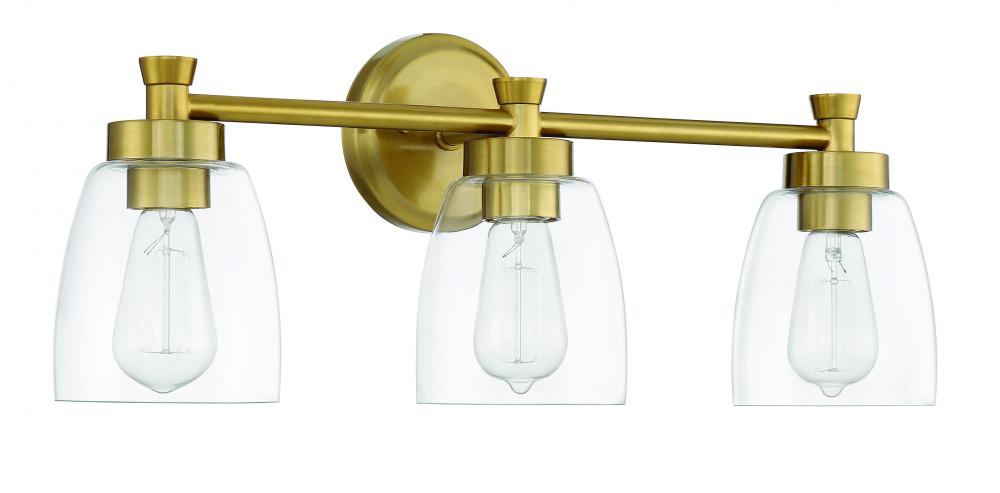 Henning 3 Light Vanity in Satin Brass