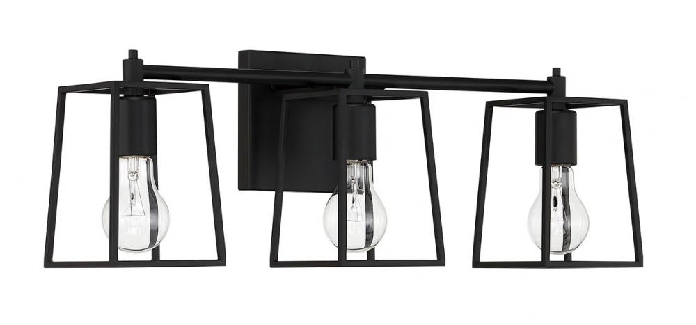 Dunn 3 Light Vanity in Flat Black