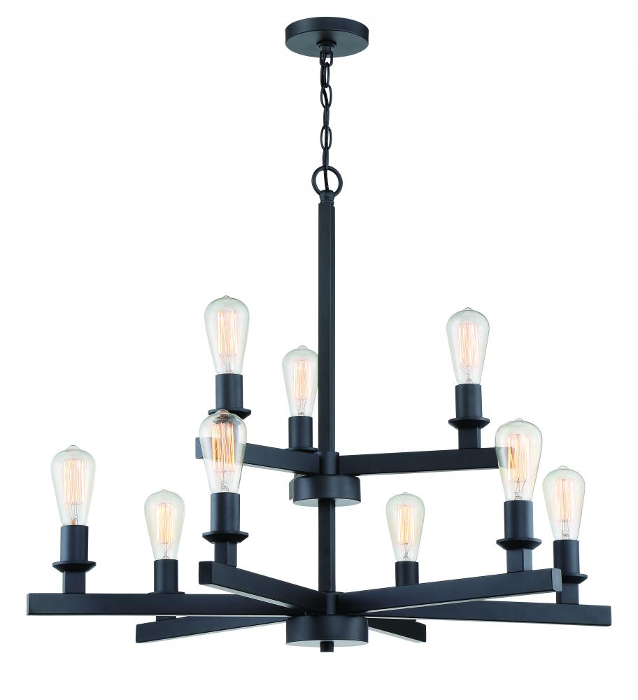 Chicago 9 Light Chandelier in Flat Black