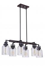 Craftmade 53676-FBDT - Foxwood 6 Light Island in Flat Black/Dark Teak