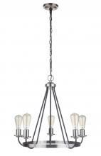 Craftmade 50325-FBBNK - Randolph 5 Light Chandelier in Flat Black/Brushed Polished Nickel