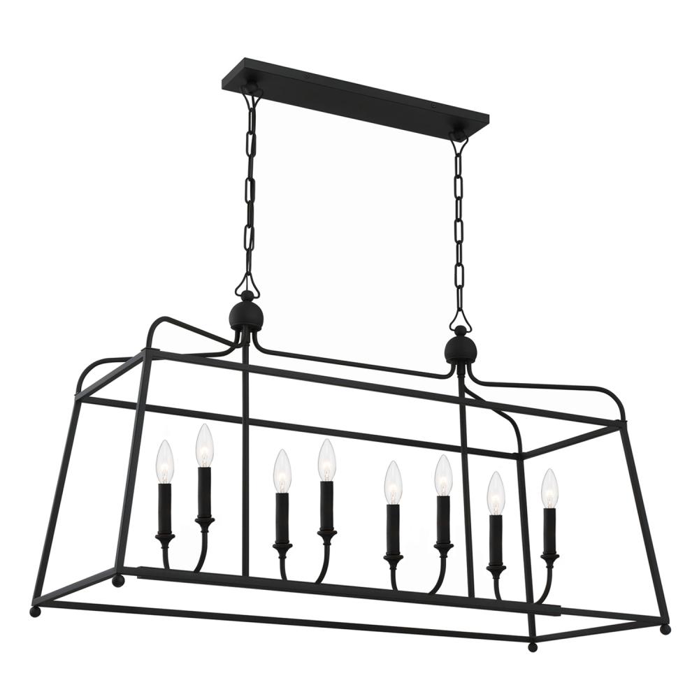 Libby Langdon Sylvan 8 Light Black Forged Linear Chandelier