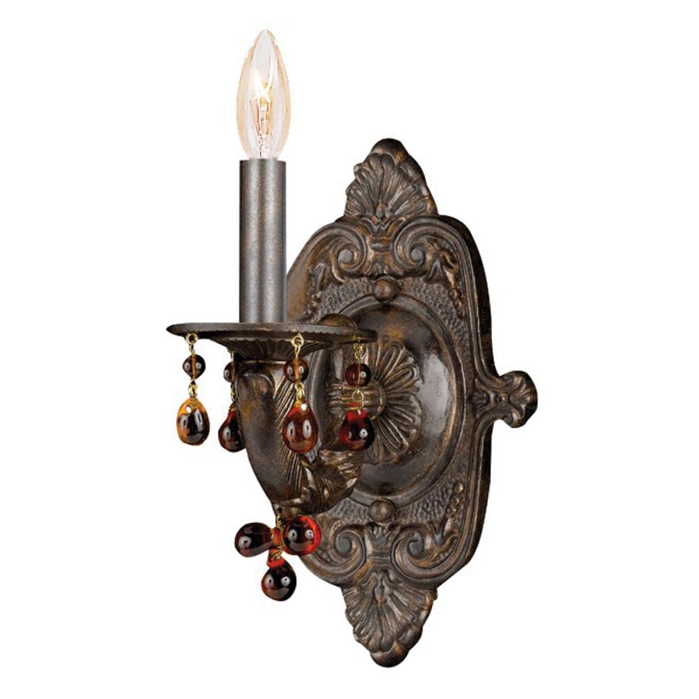 Paris Market 1 Light Amber Crystal Venetian Bronze Sconce