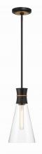 Crystorama QUN-1500-MK-TG - Quinn 1 Light LED Matte Black + Textured Gold Mini Pendant