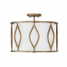 Capital 252531ML - 3-Light Semi-Flush Drum Pendant in Mystic Luster with White Fabric Shade