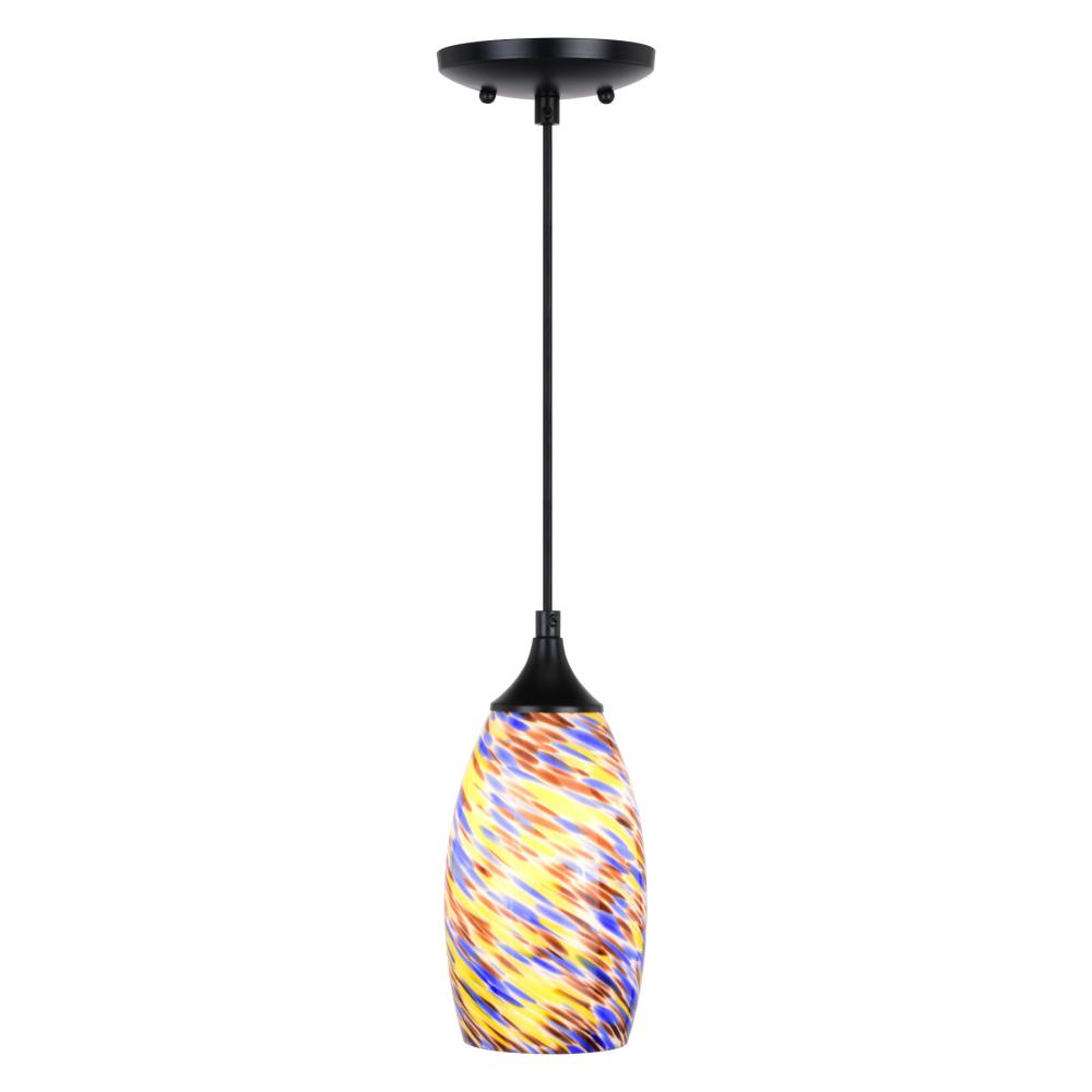 Milano 4.75-in. Mini Pendant Terra Tide Glass Matte Black