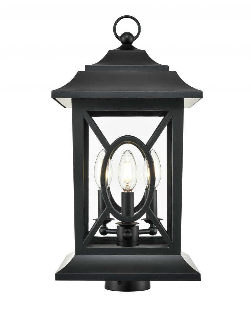 Allbert 3-Light Outdoor Post Lantern Powder Coated Black