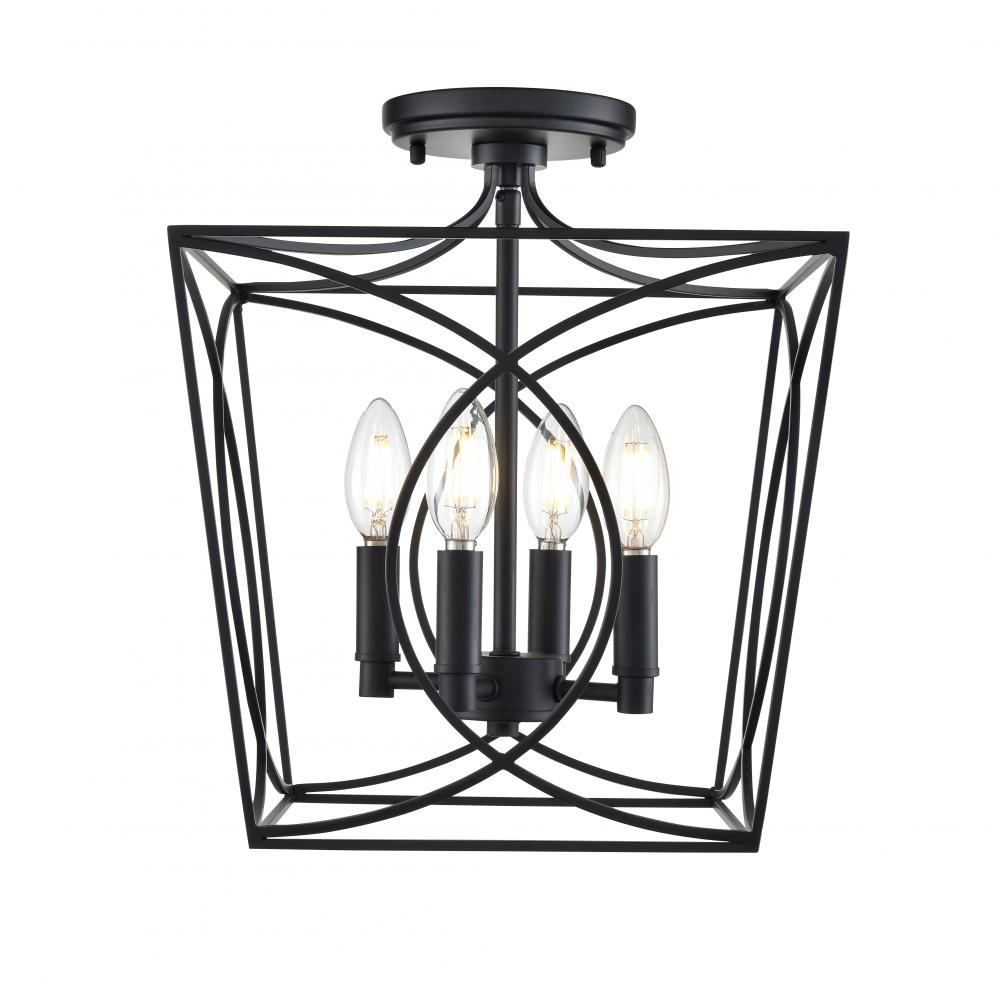 Tracy 4-Light Semi-Flush Ceiling Mount Matte Black