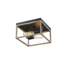 Millennium 3012-MB/GW - Bonnie 2-Light Flushmount Ceiling Light Matte Black Grey Wood