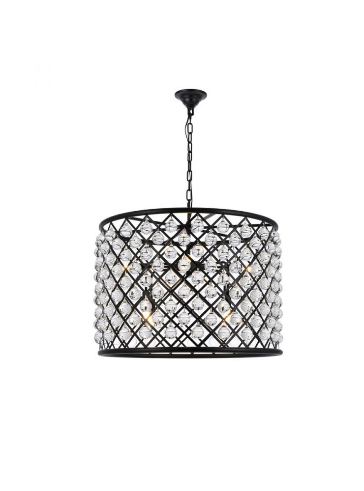 Madison 8 Light Matte Black Chandelier Clear Royal Cut Crystal