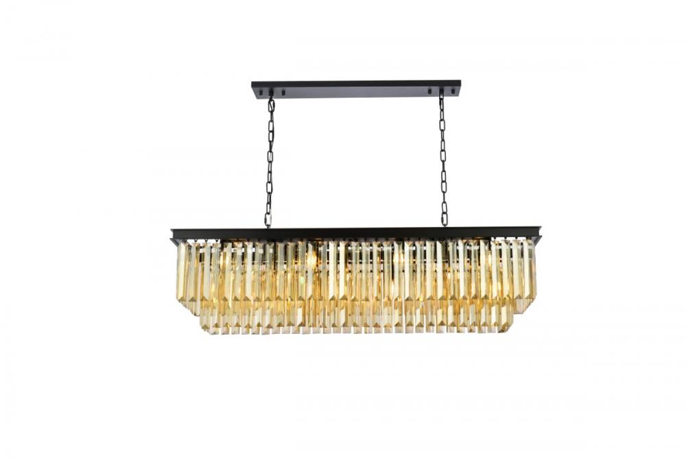 Sydney 12 Light Matte Black Chandelier Golden Teak (Smoky) Royal Cut Crystal