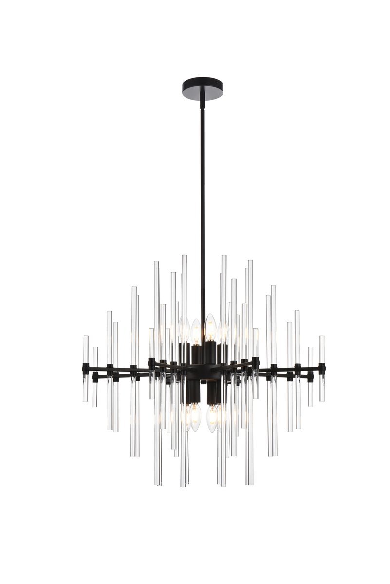 Sienna 27 Inch Crystal Rod Pendant in Black