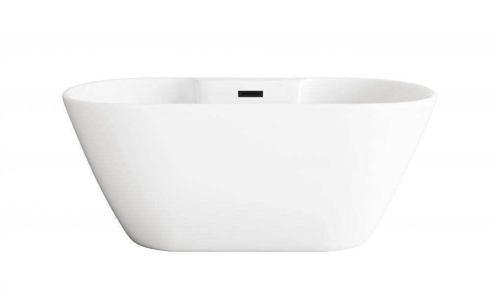 59 inch Bathtub in Glossy White with Matte Black Trim