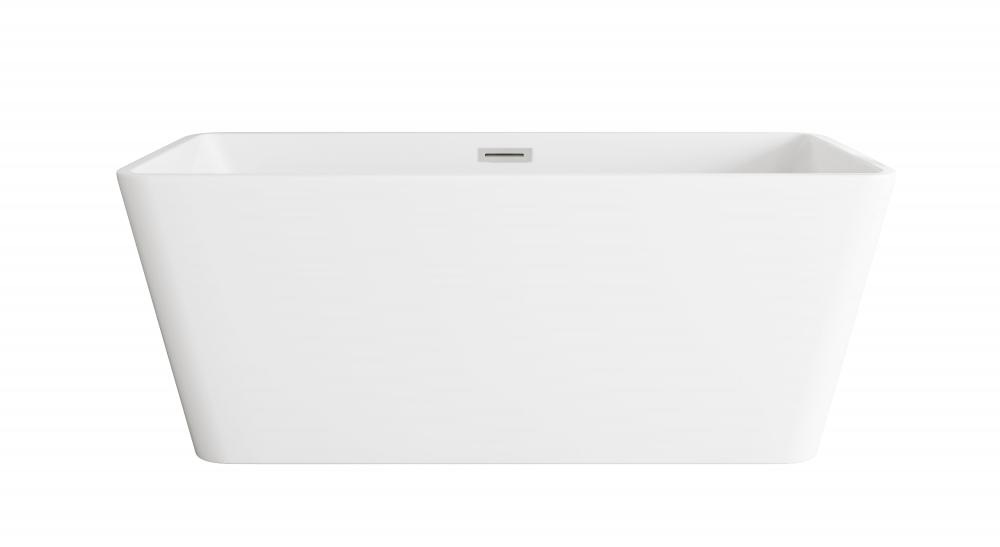 59 inch Bathtub in Glossy White with Brushed Nickel Trim