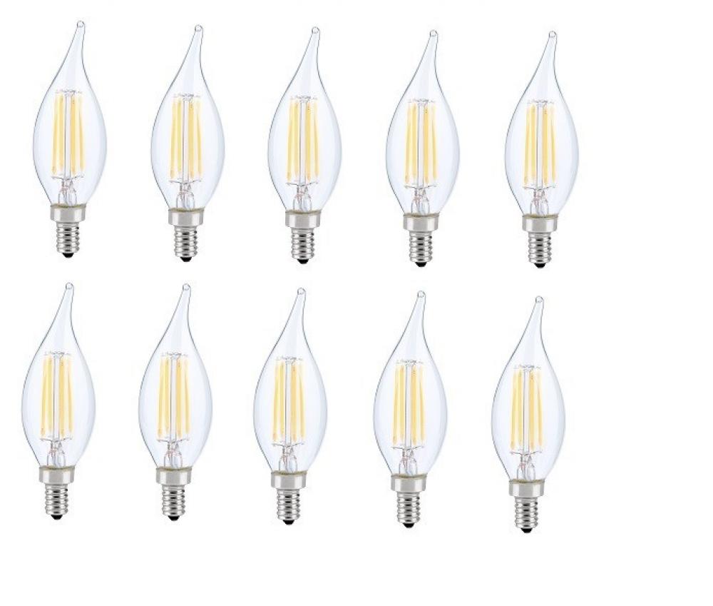 LED E12 Candelabra, Flame Tip, 2700k, 300 Degree, Cri80, Es, Ul, 6w, 40w Equivalent, 15000hrs