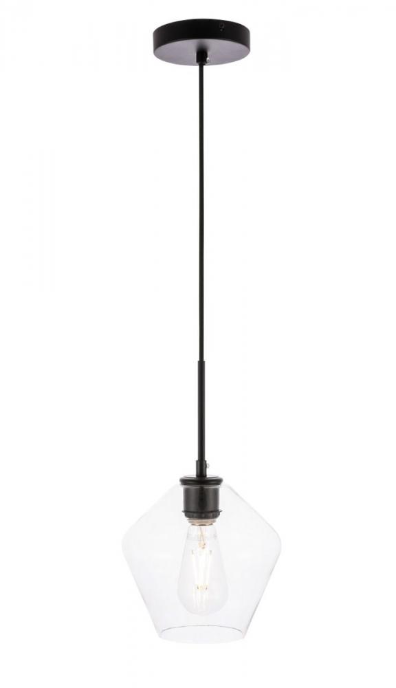 Gene 1 Light Black and Clear Glass Pendant