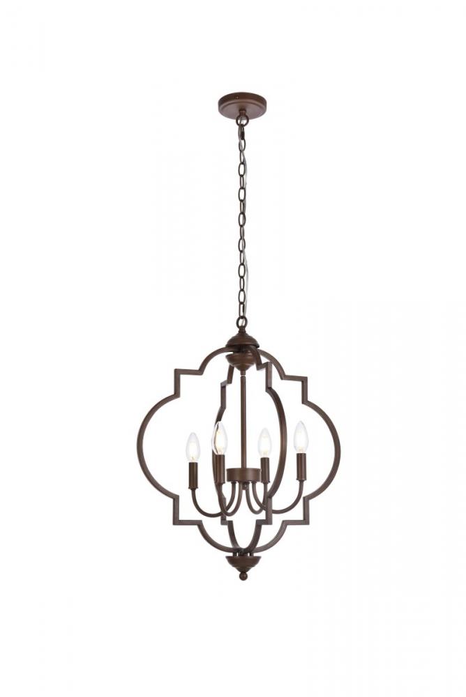 Sandara 4 Lights Pendant in Weathered Oak