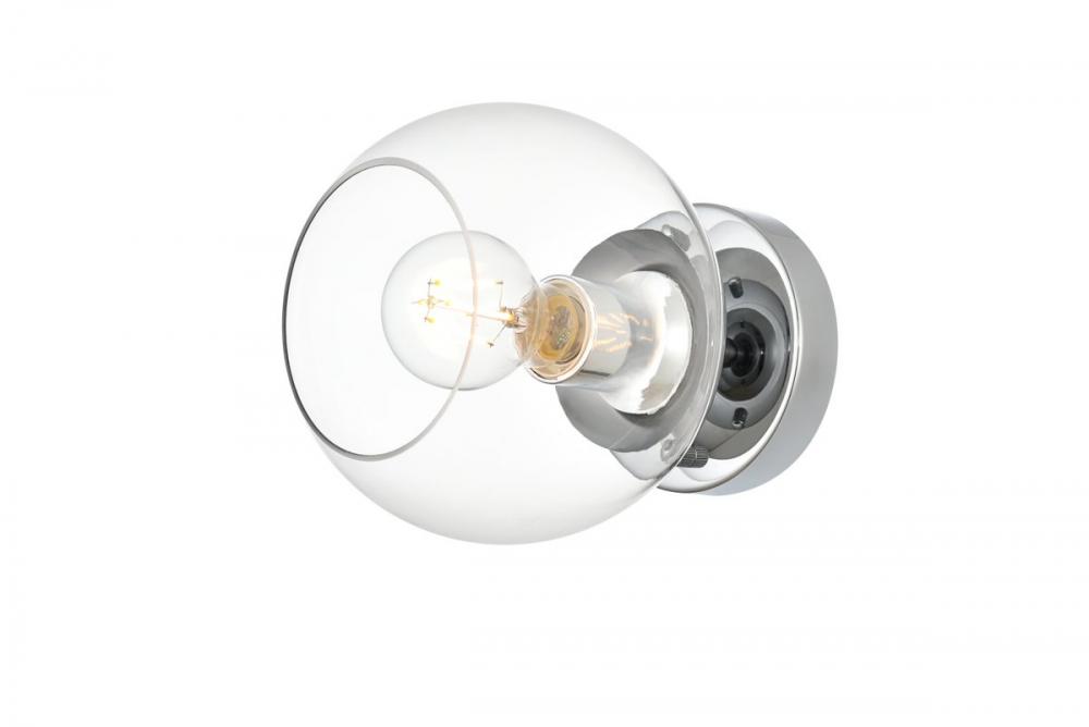 Rogelio 1 Light Chrome and Clear Bath Sconce