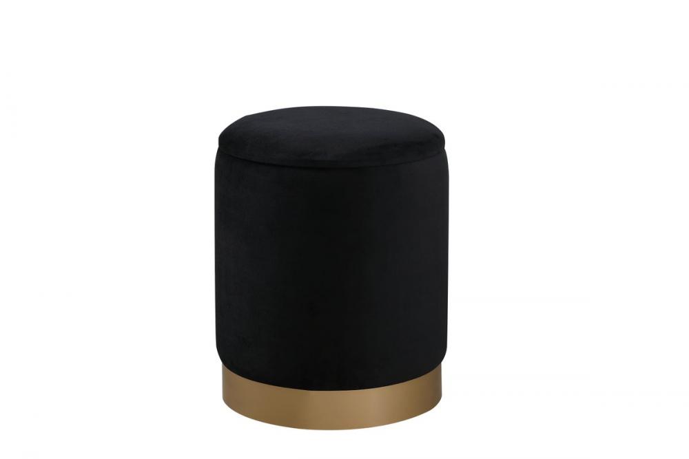 Ozman Round 14 Inch Ottoman in Black