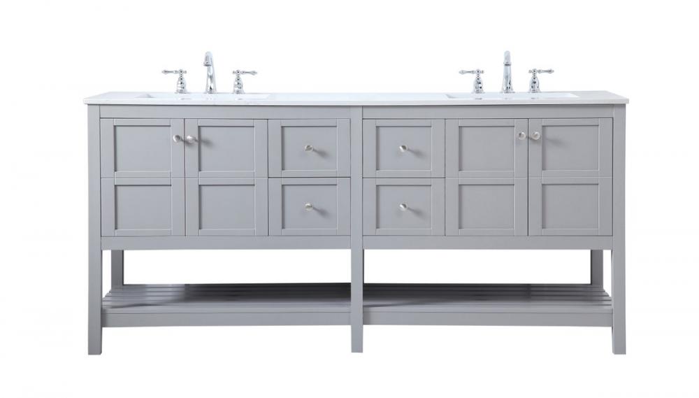 72 Inch Double Bathroom Vanity in Gray