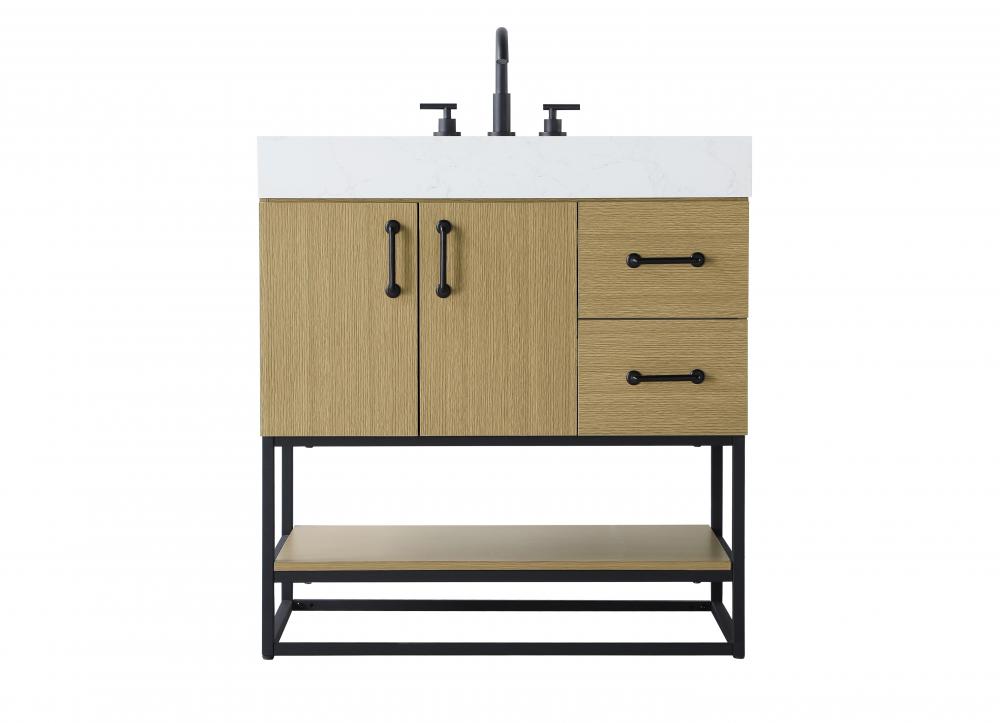 32 inch Single Bathroom Vanity in Honey Brown