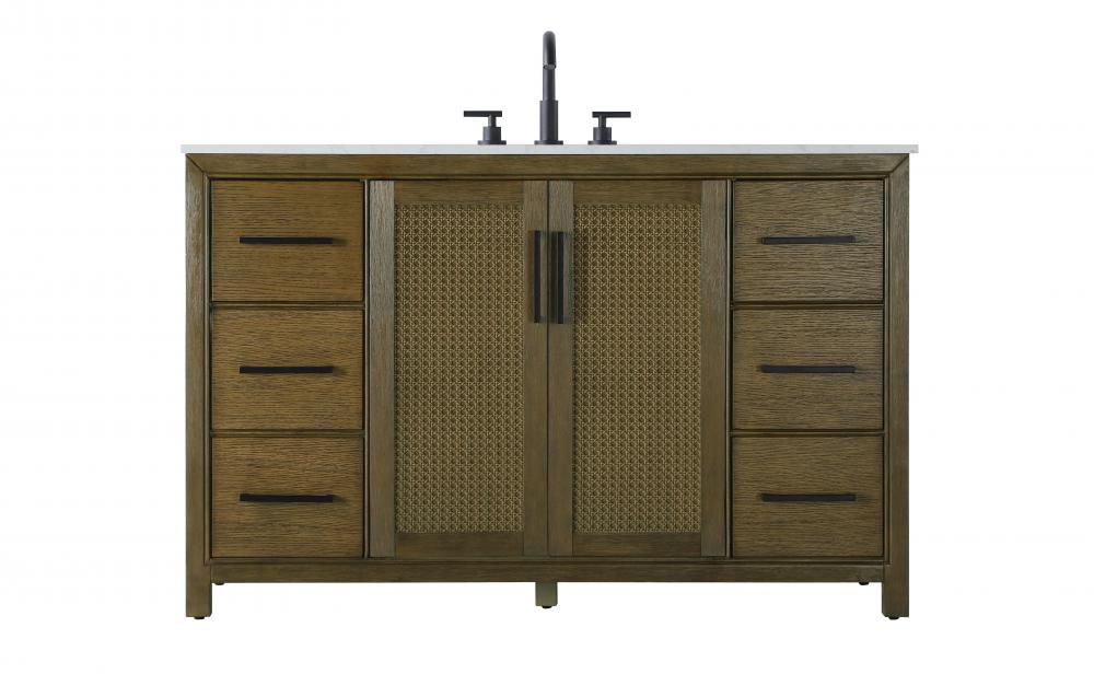 54 inch Single Bathroom Vanity in Hazel Oak