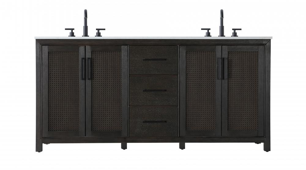 72 inch Double Bathroom Vanity in Chocolate Oak