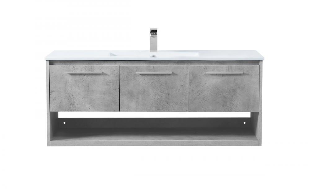 48 Inch Single Bathroom Floating Vanity in Concrete Grey