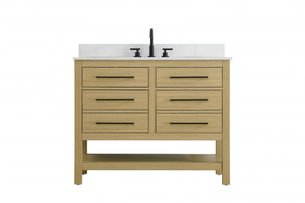 42  inch Single Bathroom Vanity in Honey Brown with backsplash