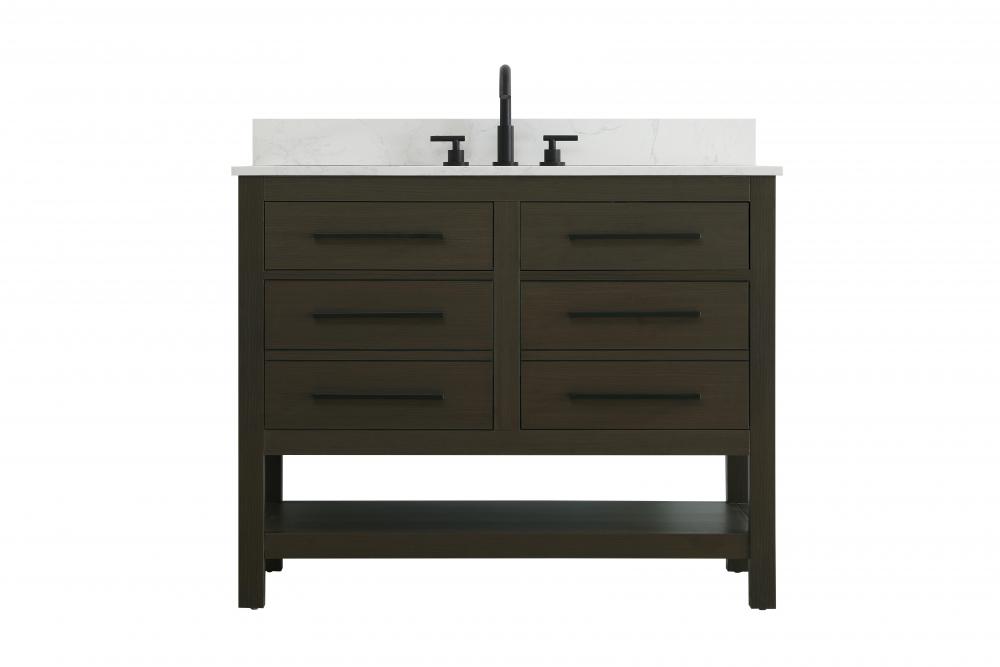 42 inch Single Bathroom Vanity in Mocha Brown with backsplash