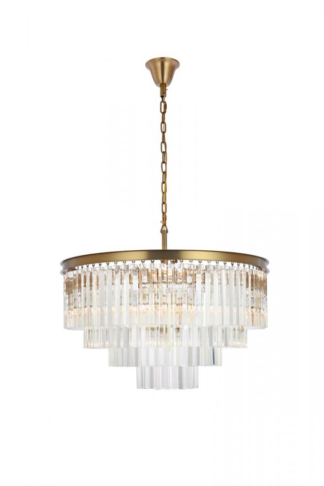 Sydney 32 Inch Round Crystal Chandelier in Satin Gold